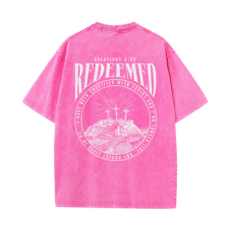 Christianartworkshop T-shirt unisexe délavé avec impression recto-verso « Rachetés » Galates 2:20 - image 18