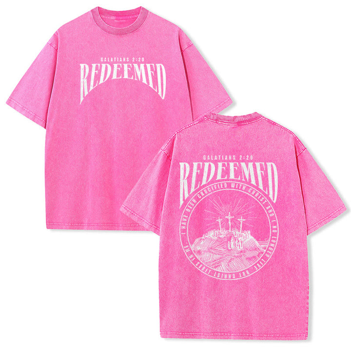 Christianartworkshop T-shirt unisexe délavé avec impression recto-verso « Rachetés » Galates 2:20 - Rose - 5XL - image 17