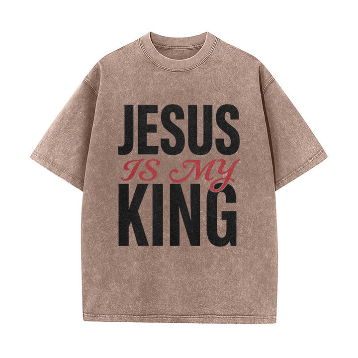 Christianartworkshop T-shirt unisexe décontracté « Jésus est mon roi » pour croyants - Brun - 5XL - image 6