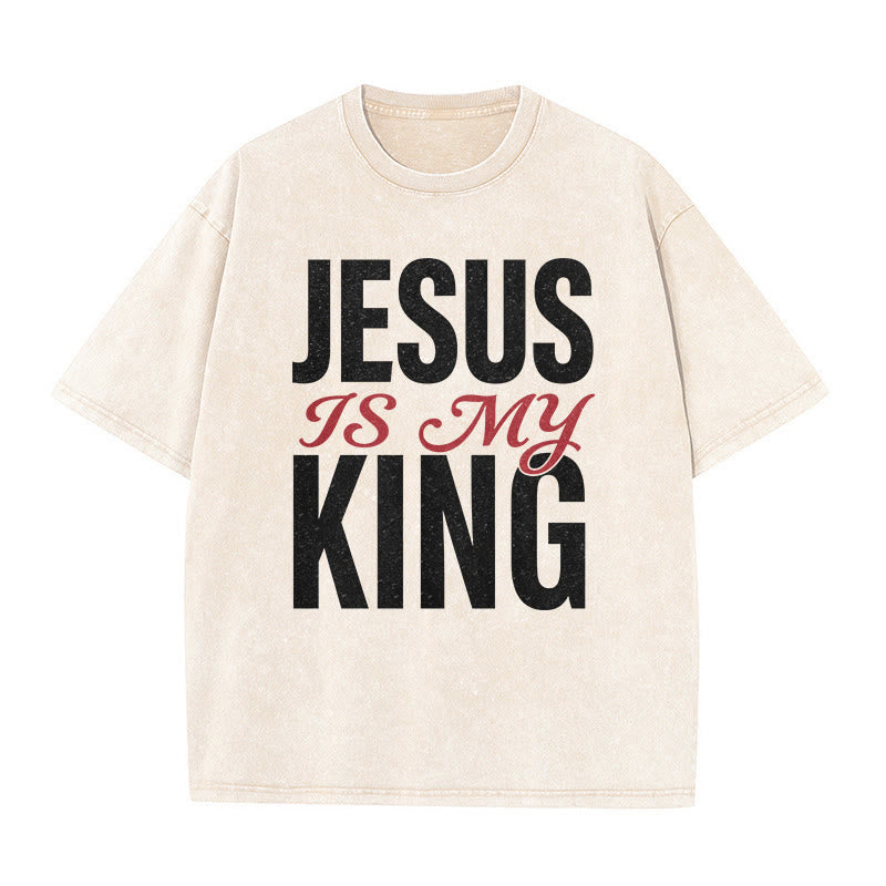 Christianartworkshop T-shirt unisexe décontracté « Jésus est mon roi » pour croyants - Beige - 5XL - image 2