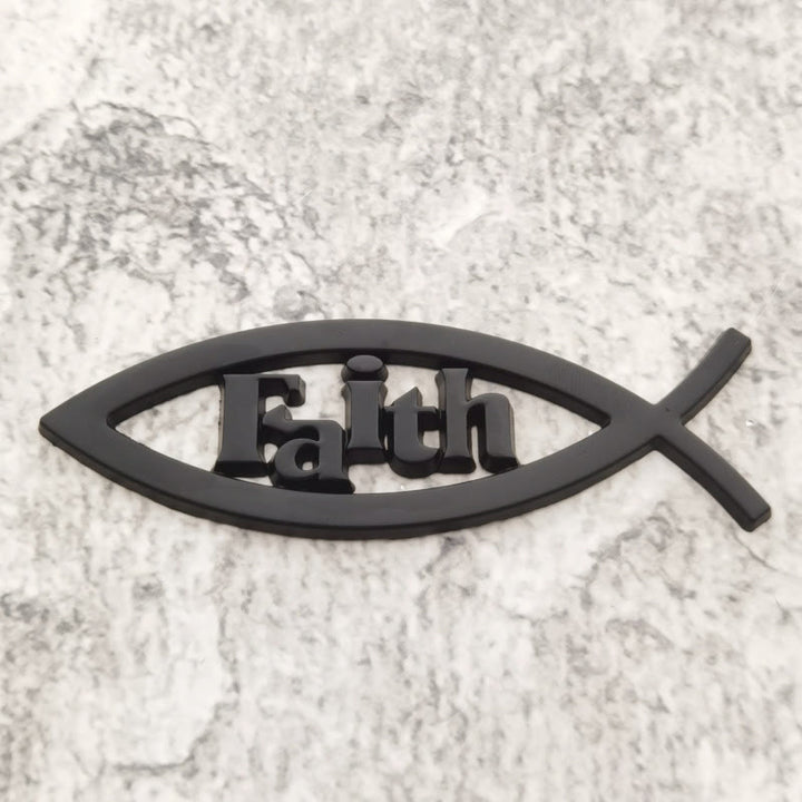 Christianartworkshop Autocollant de voiture représentant le contour d'un poisson Ichthys et le symbole de la foi en relief : un symbole de conviction inébranlable et de protection routière - Noir - image 3
