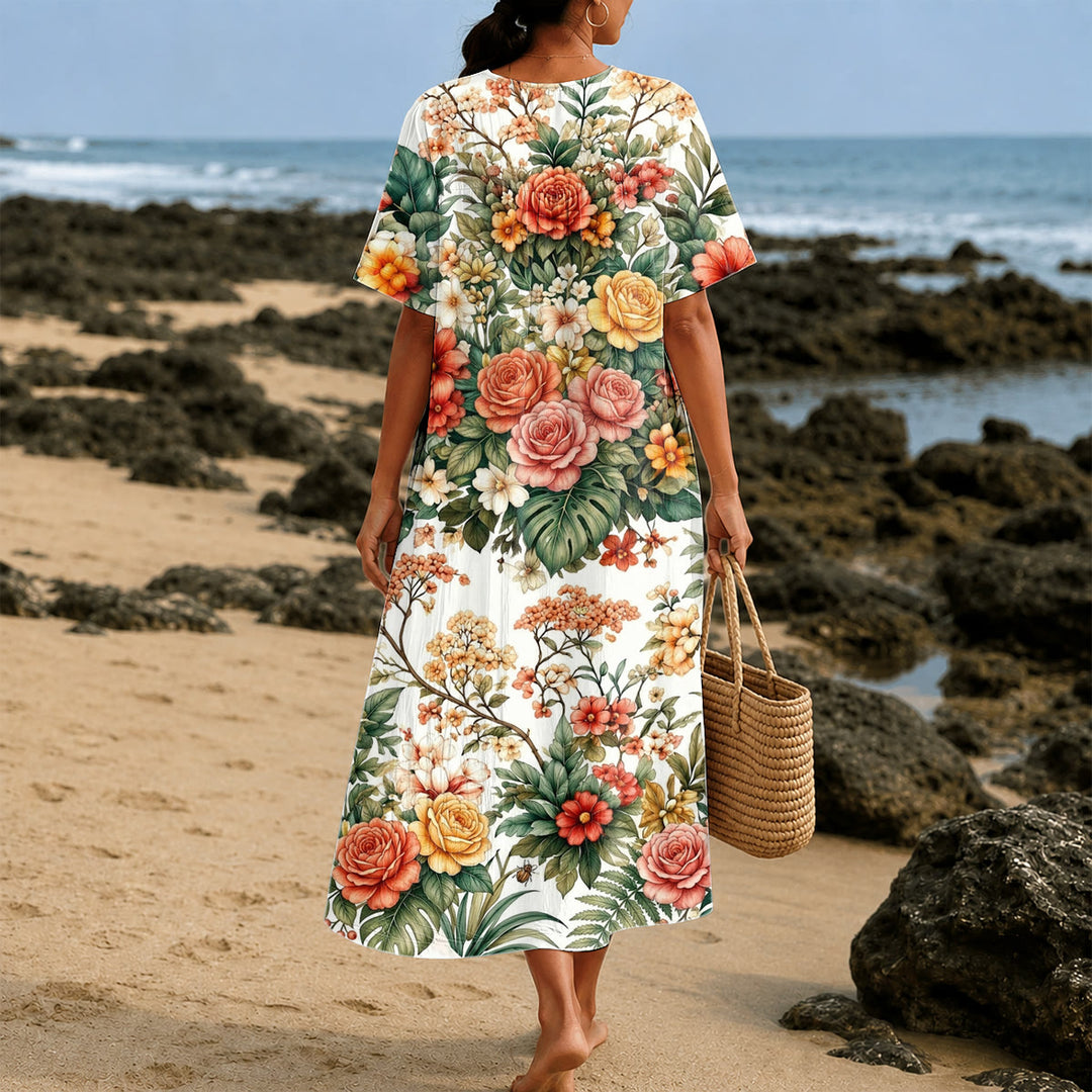 Christianartworkshop Robe midi à manches courtes et col en V ornée d'une couronne florale « Lion de Juda » - image 2
