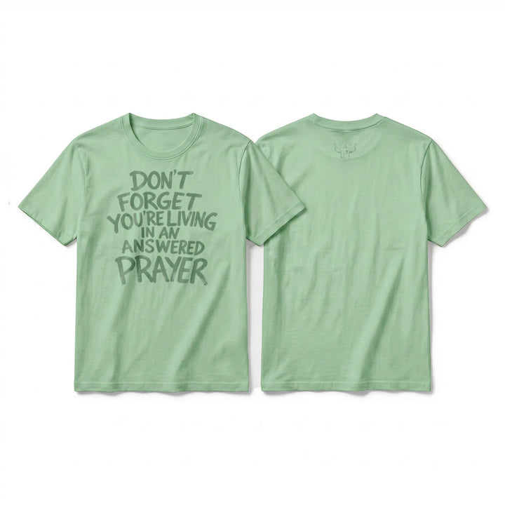 Christianartworkshop T-shirt premium à manches courtes « N'oubliez pas que vous vivez dans une prière exaucée » - Vert clair - 2XL - image 19