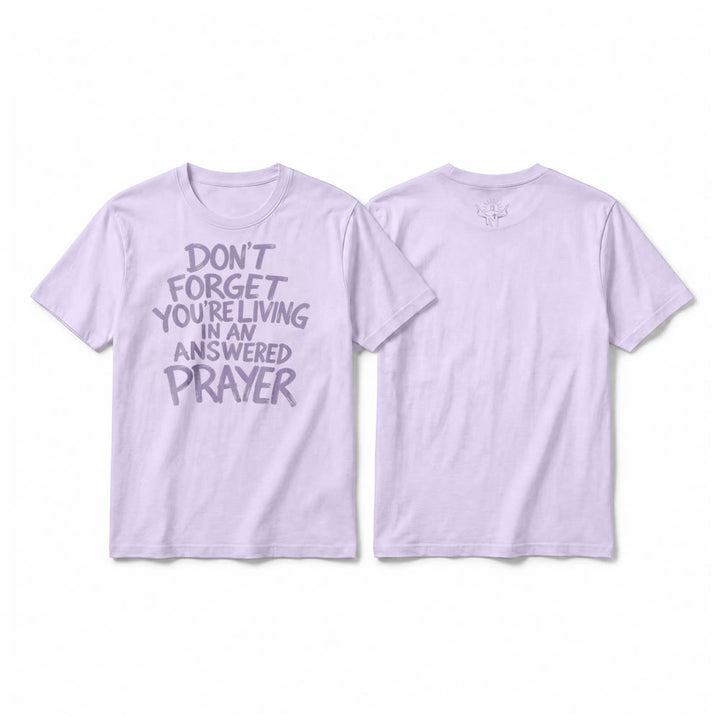 Christianartworkshop T-shirt premium à manches courtes « N'oubliez pas que vous vivez dans une prière exaucée » - Violet - 2XL - image 7