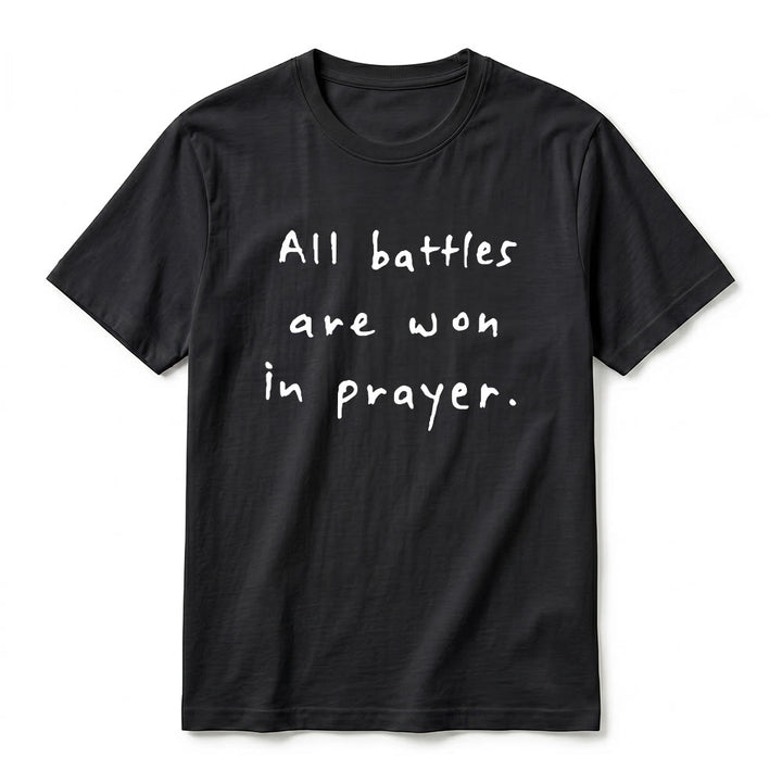 Christianartworkshop T-shirt premium à manches courtes « Toutes les batailles se gagnent par la prière » (affirmation de foi) - image 11