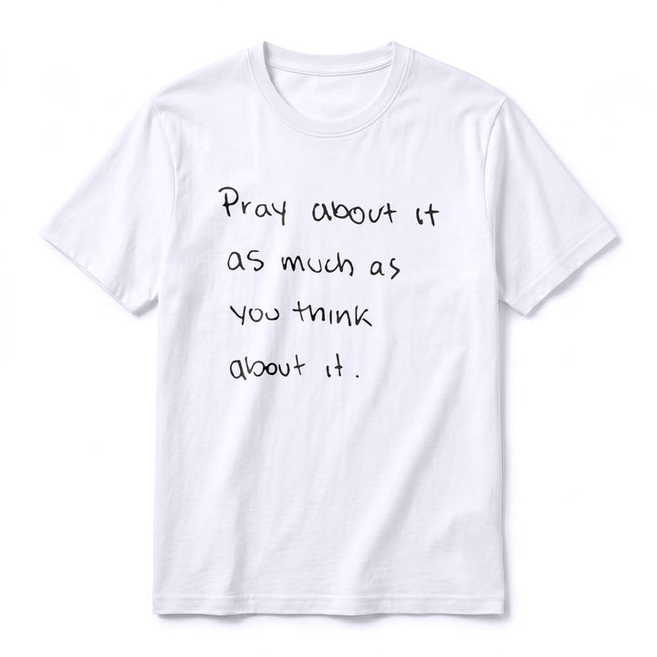 Christianartworkshop « Priez autant que vous y pensez » T-shirt à manches courtes premium Foi écrit à la main - image 9