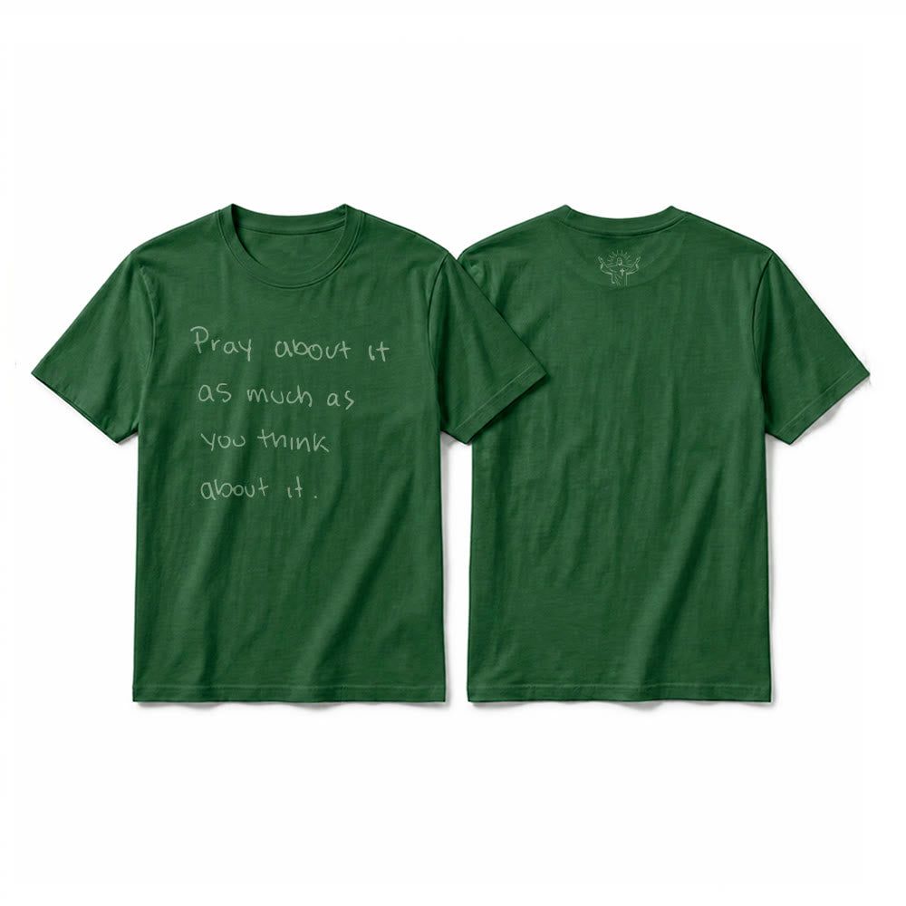 Christianartworkshop « Priez autant que vous y pensez » T-shirt à manches courtes premium Foi écrit à la main - Vert foncé - 2XL - image 22