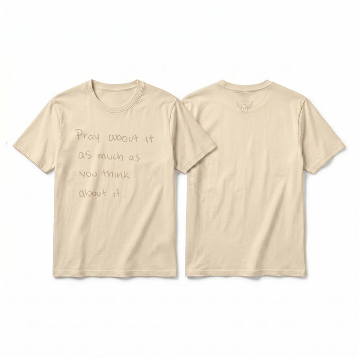 Christianartworkshop « Priez autant que vous y pensez » T-shirt à manches courtes premium Foi écrit à la main - Beige - 2XL - image 13