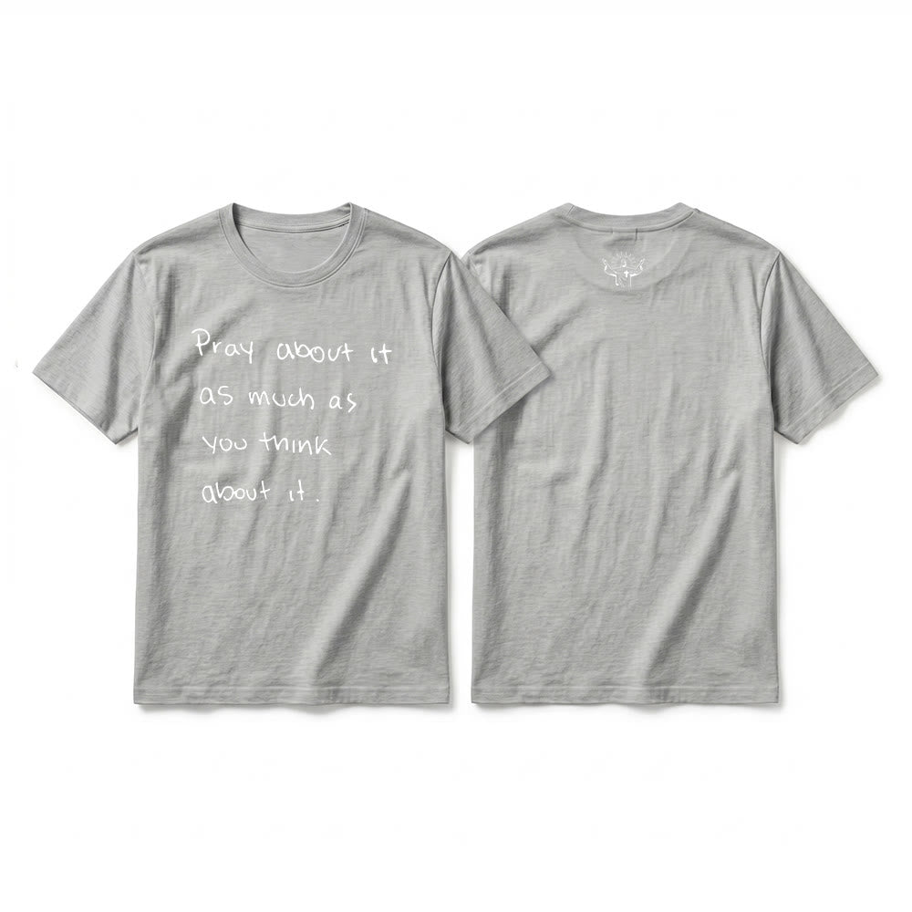 Christianartworkshop « Priez autant que vous y pensez » T-shirt à manches courtes premium Foi écrit à la main - Gris - 2XL - image 10