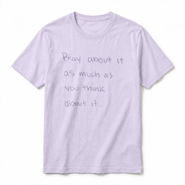 Christianartworkshop « Priez autant que vous y pensez » T-shirt à manches courtes premium Foi écrit à la main - image 5