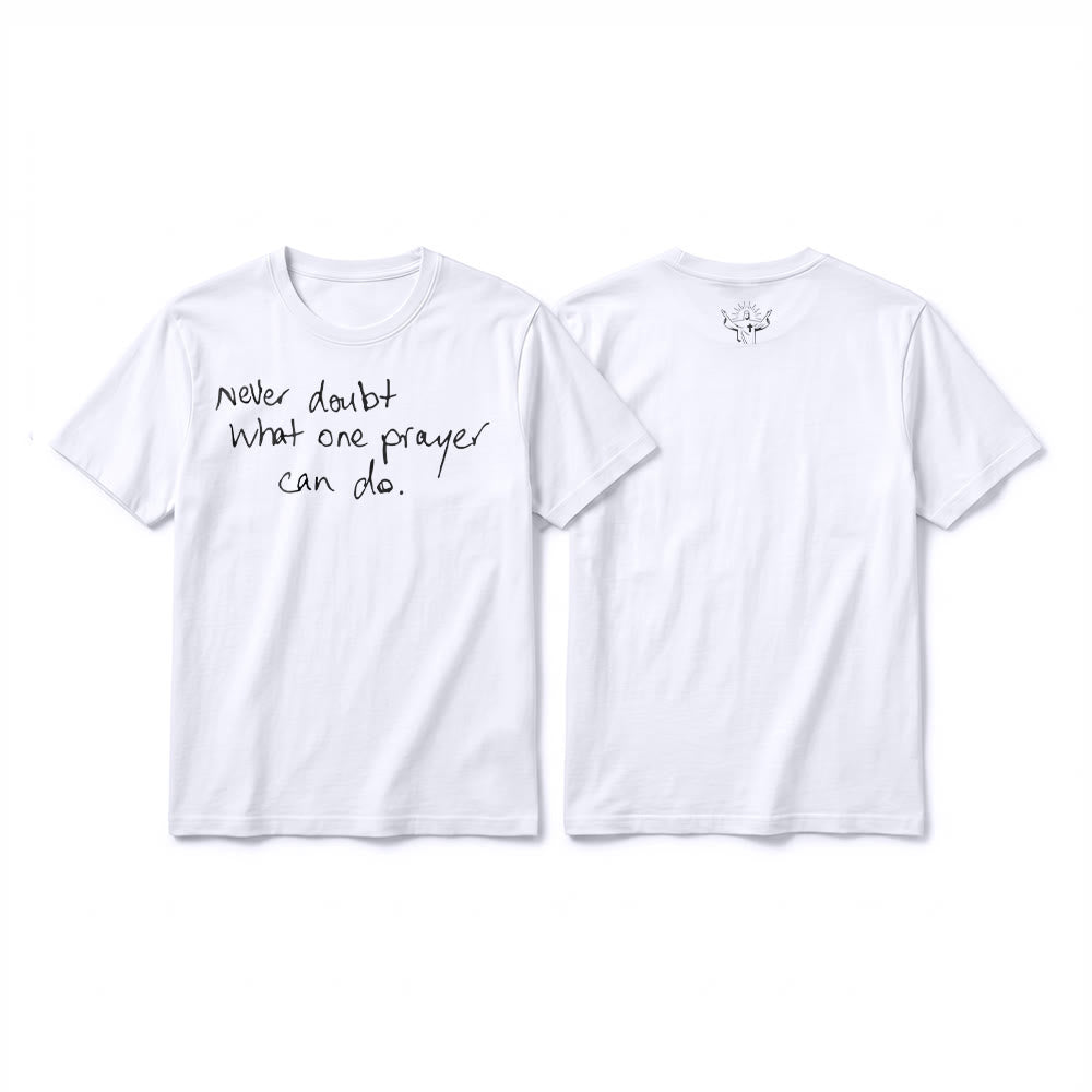 Christianartworkshop T-shirt premium à manches courtes « Ne doutez jamais du pouvoir d'une prière » - Blanc - 2XL - image 10
