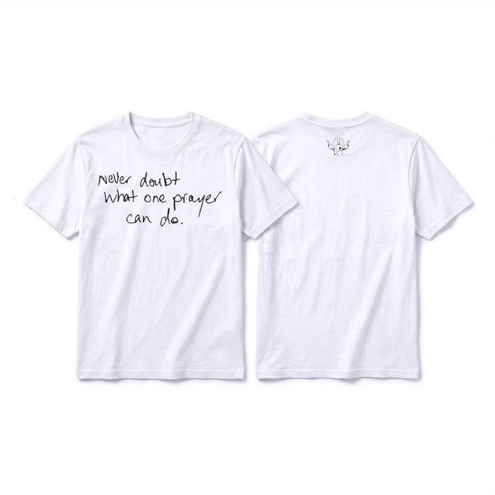 Christianartworkshop T-shirt premium à manches courtes « Ne doutez jamais du pouvoir d'une prière » - Blanc - 2XL - image 10
