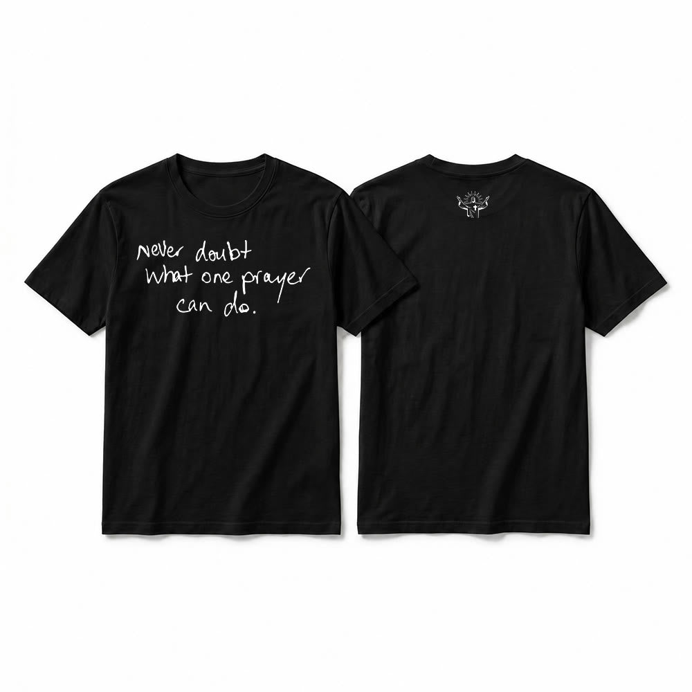 Christianartworkshop T-shirt premium à manches courtes « Ne doutez jamais du pouvoir d'une prière » - Noir - 2XL - image 4