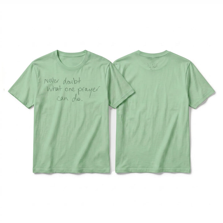 Christianartworkshop T-shirt premium à manches courtes « Ne doutez jamais du pouvoir d'une prière » - Vert clair - 2XL - image 22