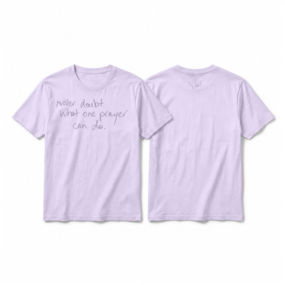 Christianartworkshop T-shirt premium à manches courtes « Ne doutez jamais du pouvoir d'une prière » - Violet - 2XL - image 7
