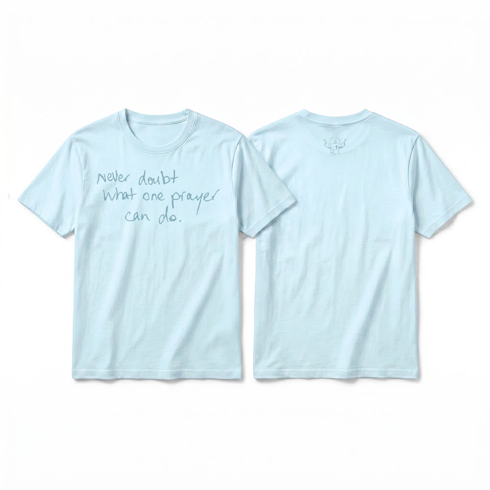 Christianartworkshop T-shirt premium à manches courtes « Ne doutez jamais du pouvoir d'une prière » - Bleu - 2XL - image 19