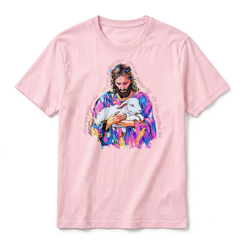 Christianartworkshop « Il est ressuscité » Matthieu 28:6 T-shirt premium à manches courtes Jésus et l'Agneau - image 26