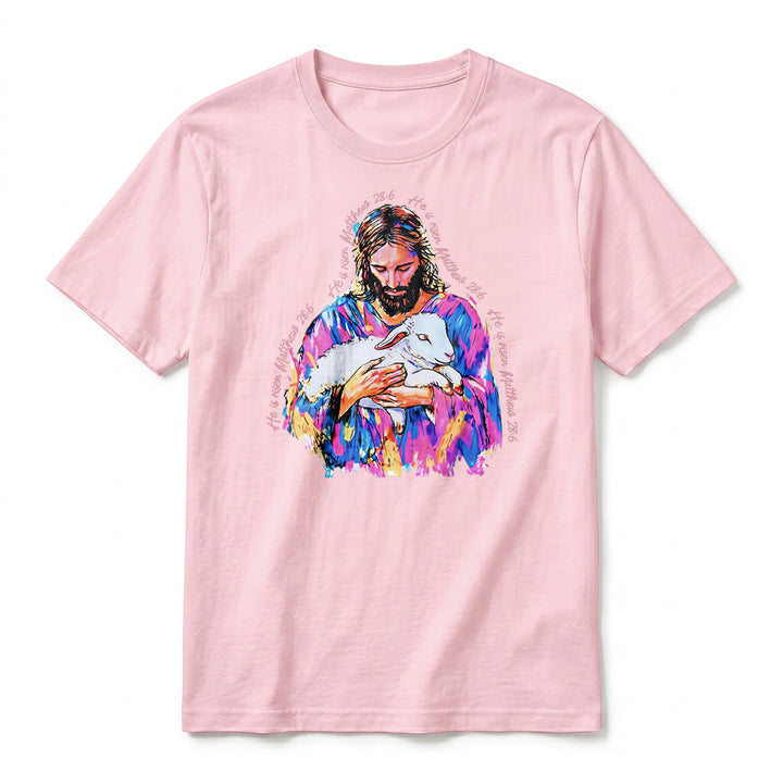 Christianartworkshop « Il est ressuscité » Matthieu 28:6 T-shirt premium à manches courtes Jésus et l'Agneau - image 26