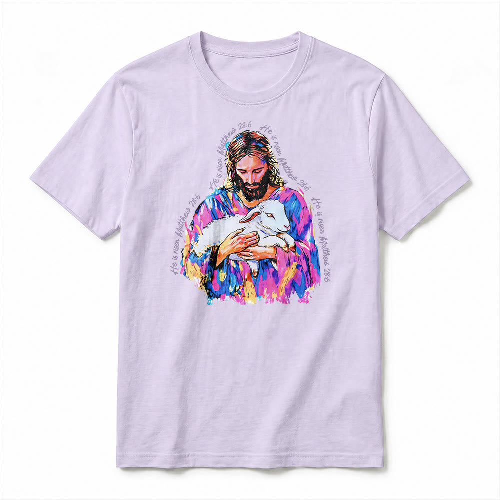 Christianartworkshop « Il est ressuscité » Matthieu 28:6 T-shirt premium à manches courtes Jésus et l'Agneau - image 11