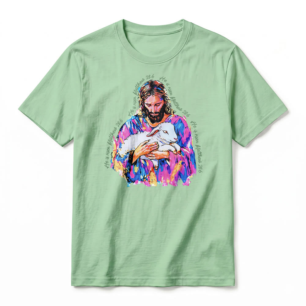 Christianartworkshop « Il est ressuscité » Matthieu 28:6 T-shirt premium à manches courtes Jésus et l'Agneau - image 23