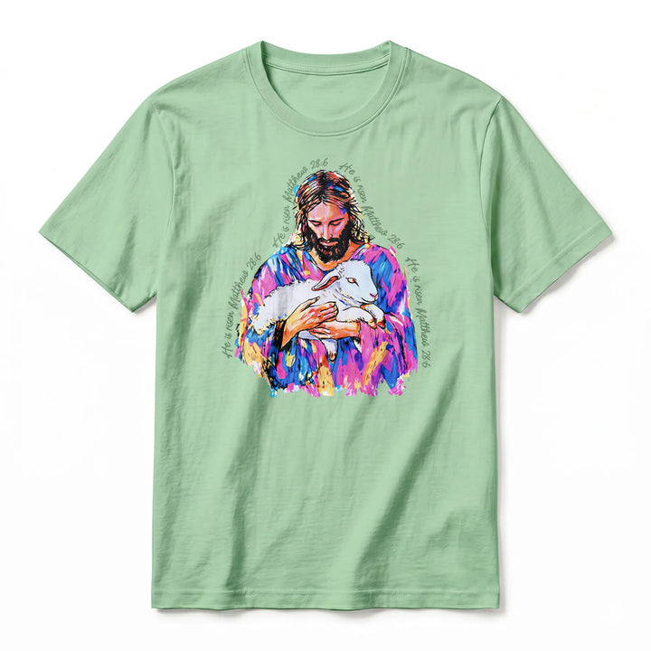 Christianartworkshop « Il est ressuscité » Matthieu 28:6 T-shirt premium à manches courtes Jésus et l'Agneau - image 23