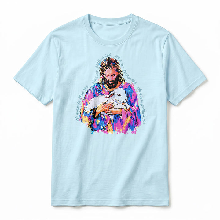 Christianartworkshop « Il est ressuscité » Matthieu 28:6 T-shirt premium à manches courtes Jésus et l'Agneau - image 20