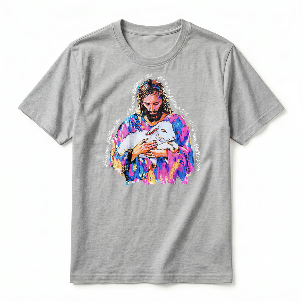 Christianartworkshop « Il est ressuscité » Matthieu 28:6 T-shirt premium à manches courtes Jésus et l'Agneau - image 17