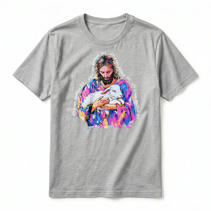 Christianartworkshop « Il est ressuscité » Matthieu 28:6 T-shirt premium à manches courtes Jésus et l'Agneau - image 17