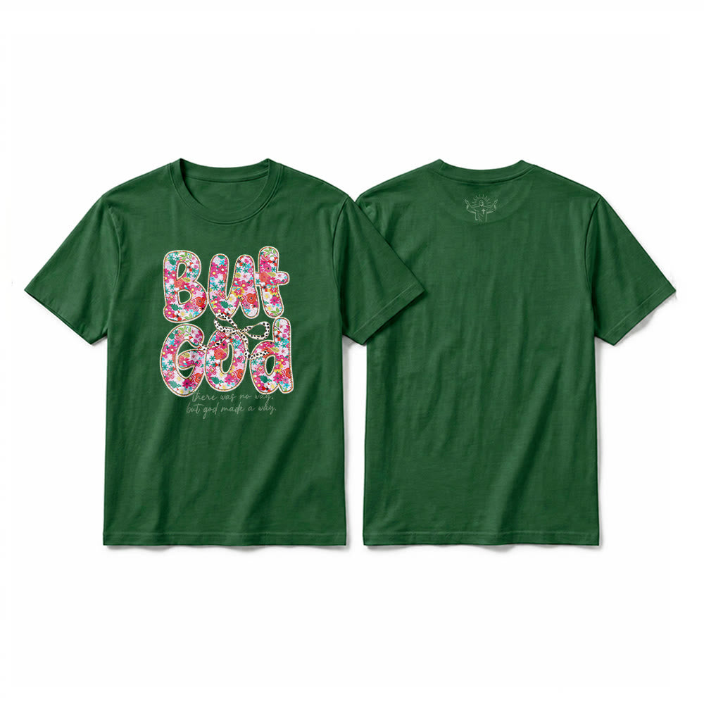 Christianartworkshop T-shirt premium à manches courtes avec inscription florale « Mais Dieu a ouvert un chemin » - Vert foncé - 2XL - image 4