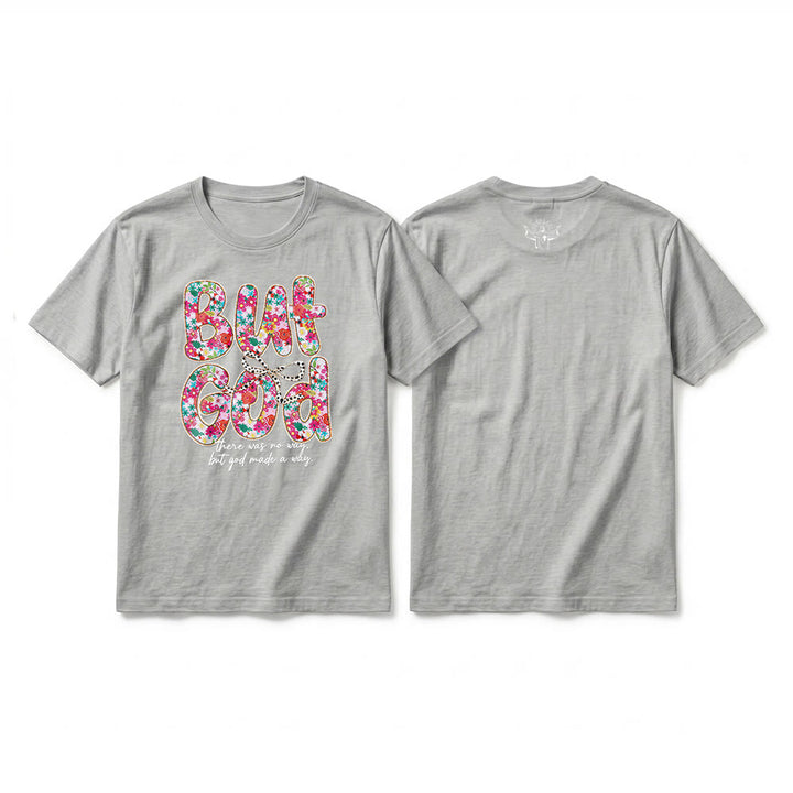 Christianartworkshop T-shirt premium à manches courtes avec inscription florale « Mais Dieu a ouvert un chemin » - Gris - 2XL - image 16
