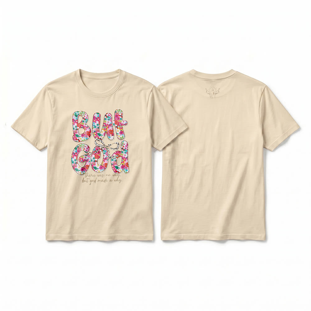 Christianartworkshop T-shirt premium à manches courtes avec inscription florale « Mais Dieu a ouvert un chemin » - Beige - 2XL - image 1