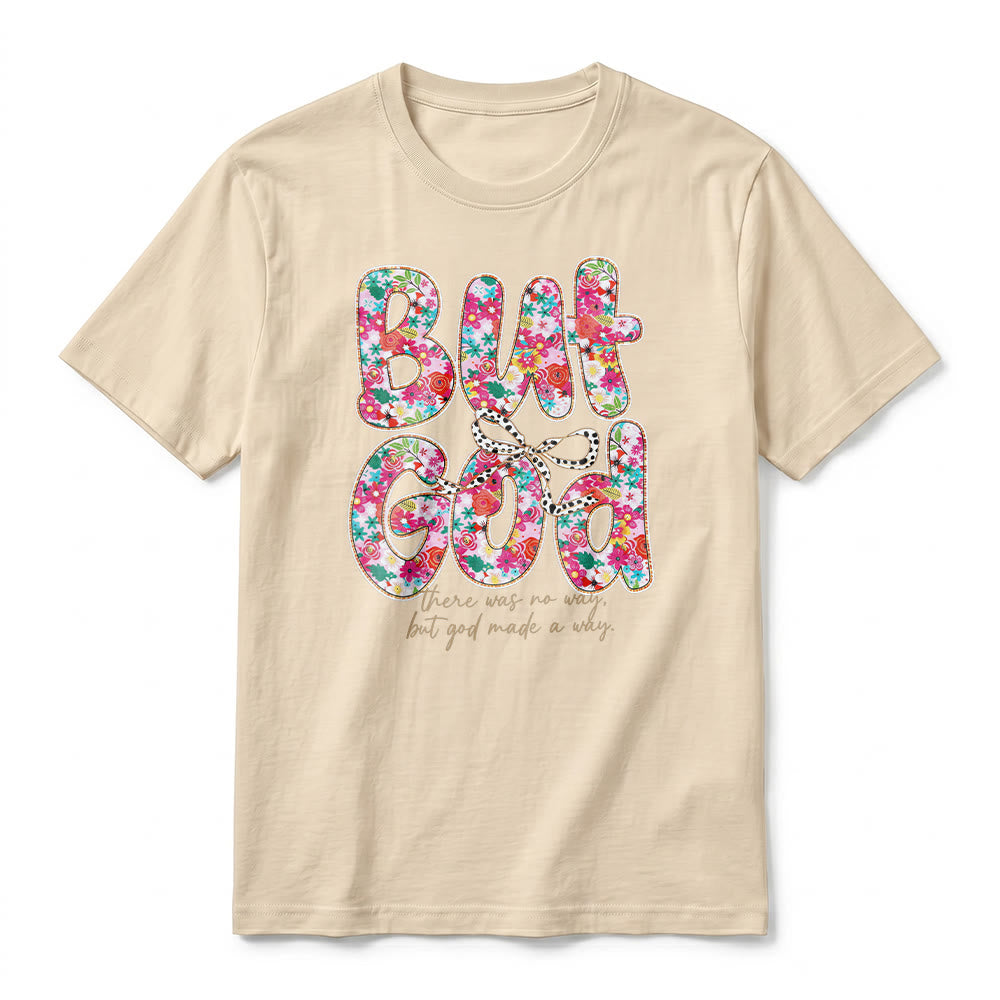 Christianartworkshop T-shirt premium à manches courtes avec inscription florale « Mais Dieu a ouvert un chemin » - image 2