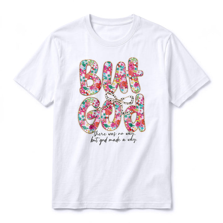 Christianartworkshop T-shirt premium à manches courtes avec inscription florale « Mais Dieu a ouvert un chemin » - image 14