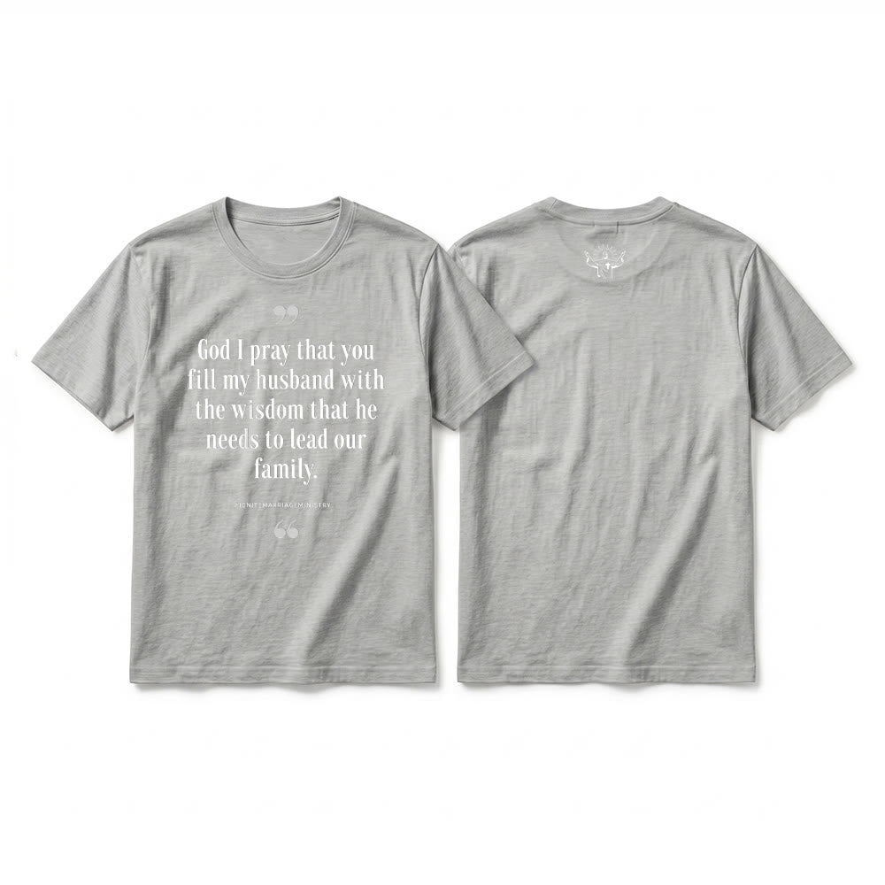 Christianartworkshop T-shirt premium à manches courtes « Seigneur, je te prie de remplir mon mari de sagesse » - Gris - 2XL - image 19