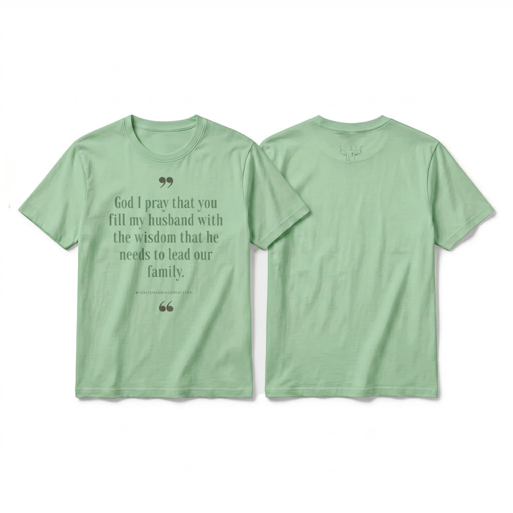Christianartworkshop T-shirt premium à manches courtes « Seigneur, je te prie de remplir mon mari de sagesse » - Vert clair - 2XL - image 22
