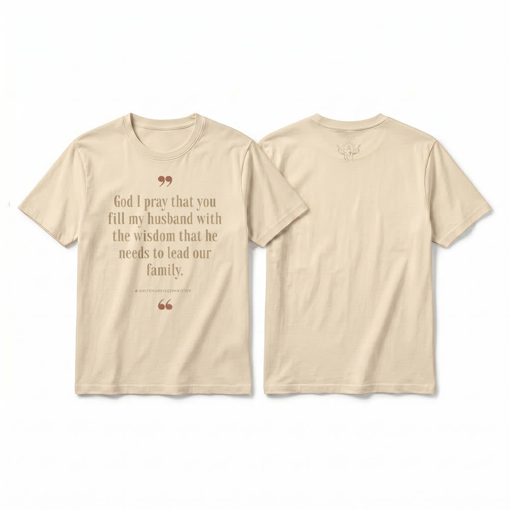 Christianartworkshop T-shirt premium à manches courtes « Seigneur, je te prie de remplir mon mari de sagesse » - Beige - 2XL - image 4