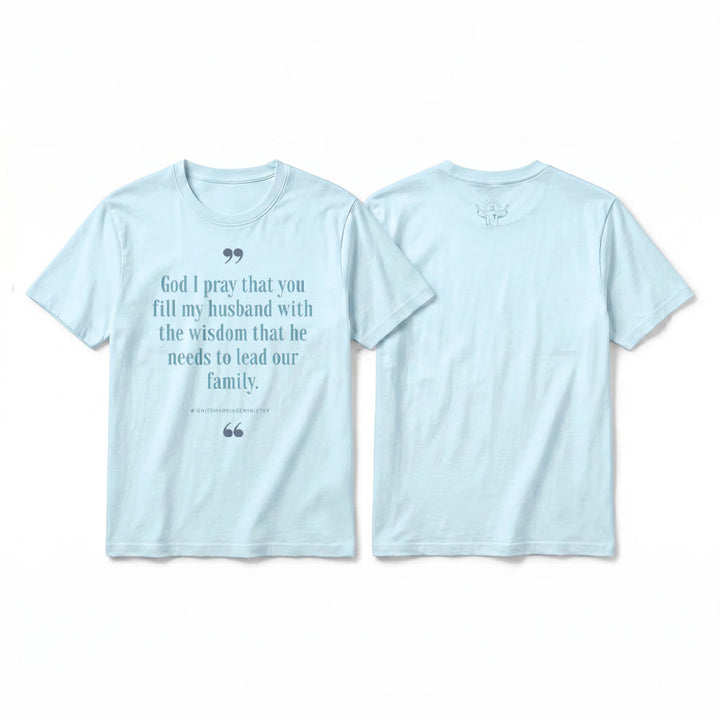 Christianartworkshop T-shirt premium à manches courtes « Seigneur, je te prie de remplir mon mari de sagesse » - Bleu - 2XL - image 1