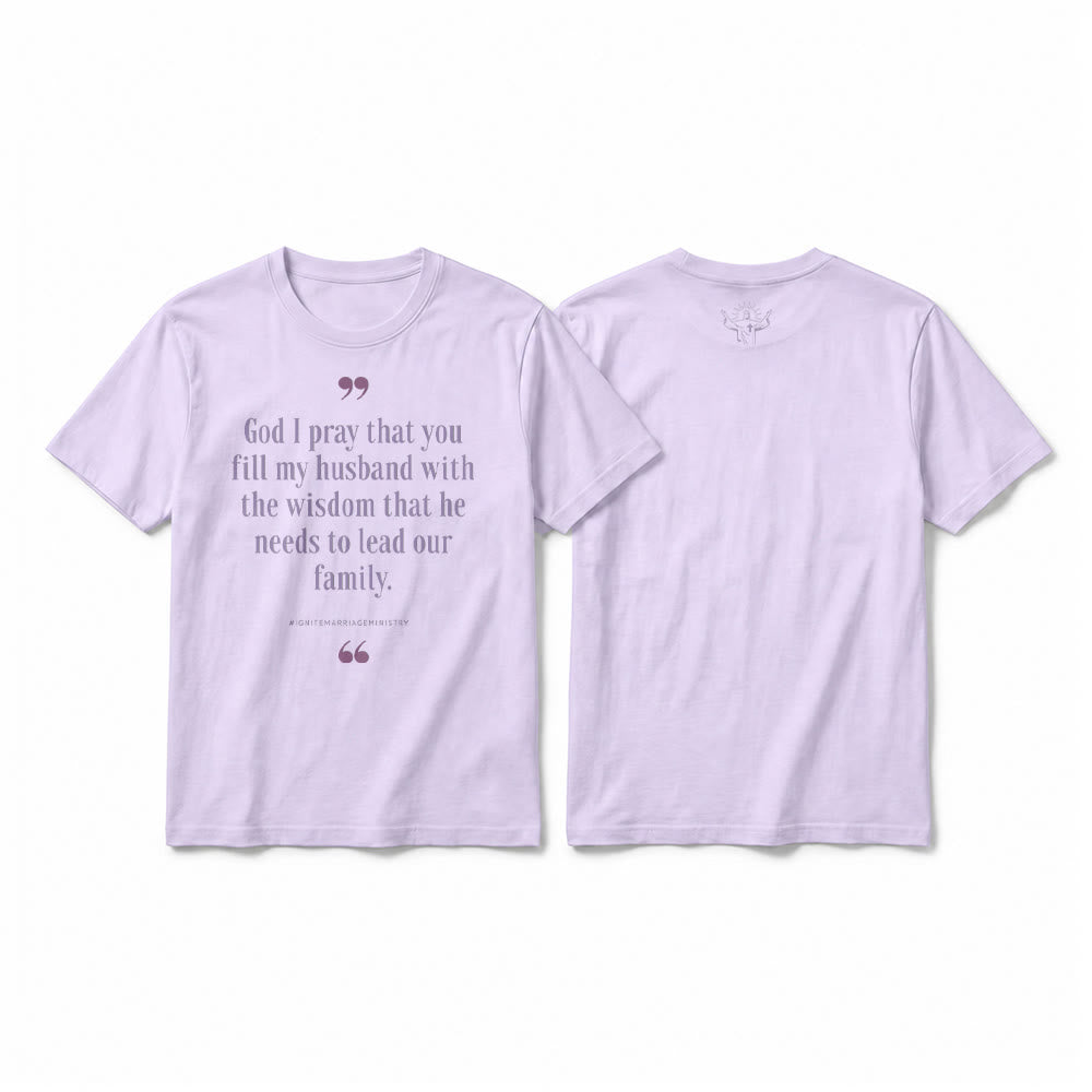 Christianartworkshop T-shirt premium à manches courtes « Seigneur, je te prie de remplir mon mari de sagesse » - Violet - 2XL - image 13