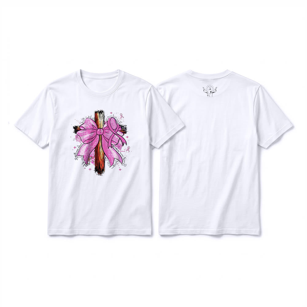 Christianartworkshop T-shirt premium à manches courtes avec croix, ruban et nœud - Blanc - 2XL - image 16