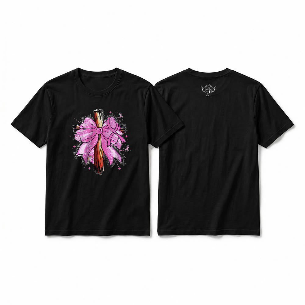 Christianartworkshop T-shirt premium à manches courtes avec croix, ruban et nœud - Noir - 2XL - image 10