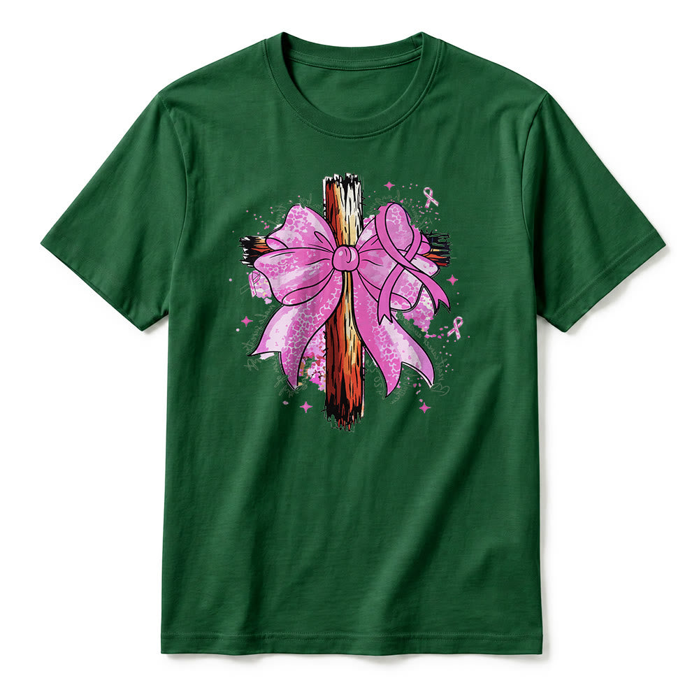 Christianartworkshop T-shirt premium à manches courtes avec croix, ruban et nœud - image 2