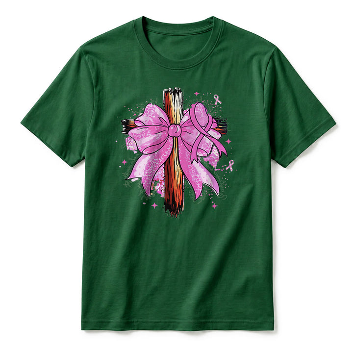 Christianartworkshop T-shirt premium à manches courtes avec croix, ruban et nœud - image 2