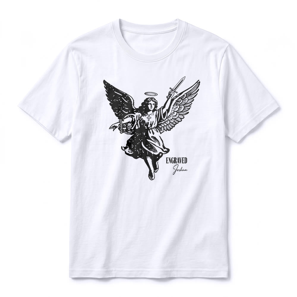 Christianartworkshop T-shirt premium à manches courtes « Josué gravé » Ange guerrier - image 2