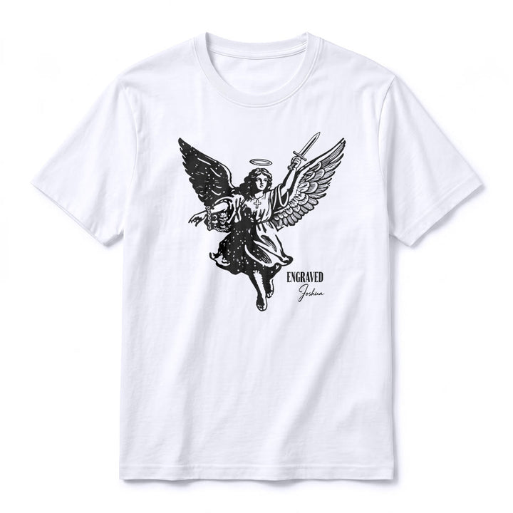 Christianartworkshop T-shirt premium à manches courtes « Josué gravé » Ange guerrier - image 2