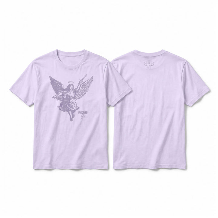 Christianartworkshop T-shirt premium à manches courtes « Josué gravé » Ange guerrier - Violet - 2XL - image 16