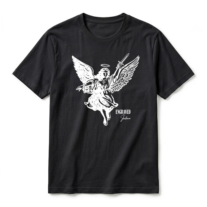 Christianartworkshop T-shirt premium à manches courtes « Josué gravé » Ange guerrier - image 14
