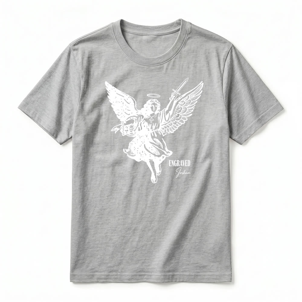 Christianartworkshop T-shirt premium à manches courtes « Josué gravé » Ange guerrier - image 20