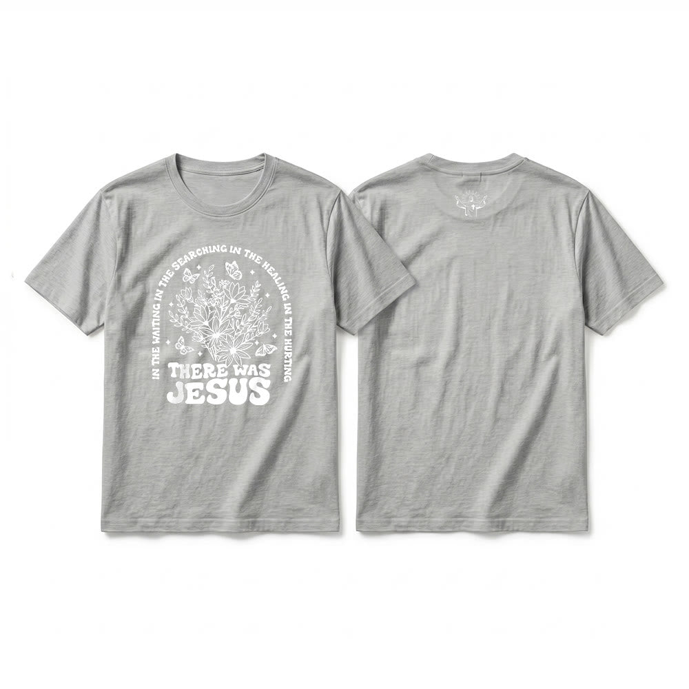 Christianartworkshop T-shirt premium à manches courtes « Il y avait Jésus » à motif floral et papillon - Gris - 2XL - image 19
