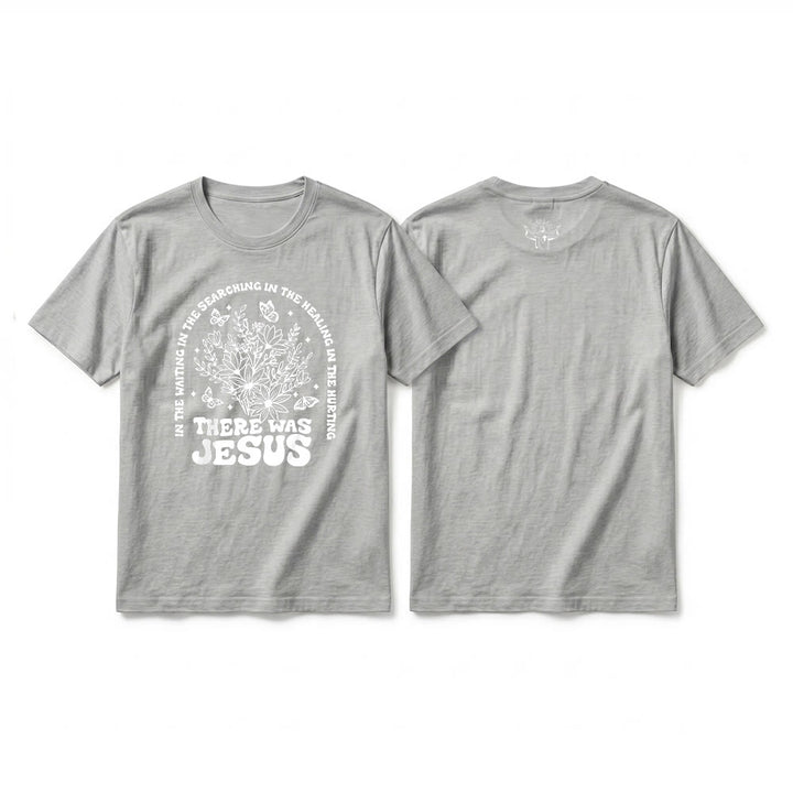 Christianartworkshop T-shirt premium à manches courtes « Il y avait Jésus » à motif floral et papillon - Gris - 2XL - image 19