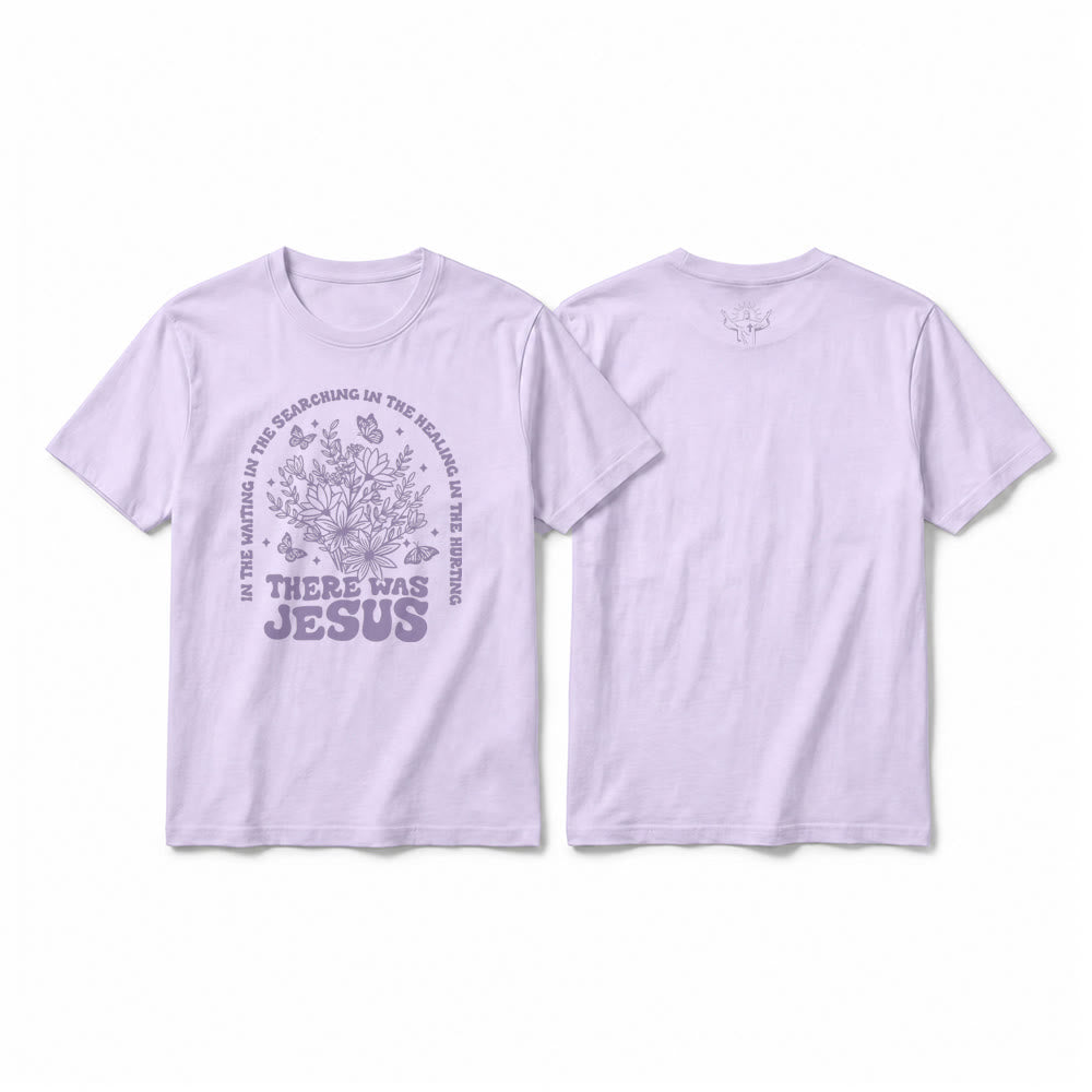 Christianartworkshop T-shirt premium à manches courtes « Il y avait Jésus » à motif floral et papillon - Violet - 2XL - image 16